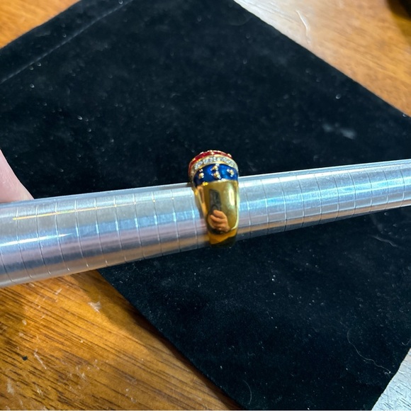 178 Joan Rivers Red, Blue, Green&Purple Enamel Rhinestone Gold Tone Dome  7.75 - Picture 9 of 10